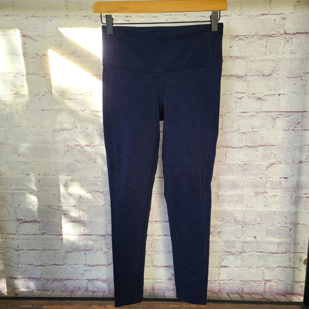 Lucy Navy & Black Heathered Athletic Leggings Small